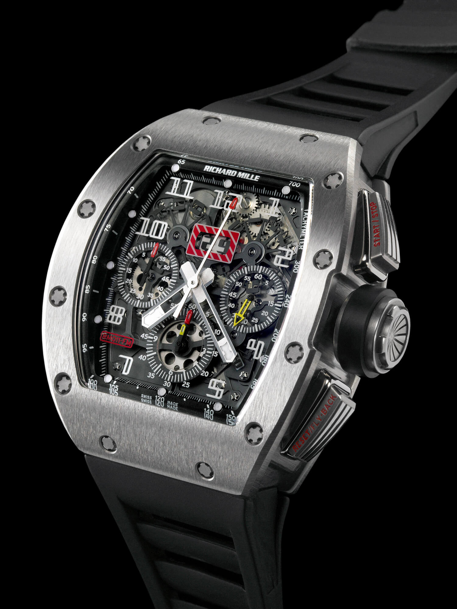Richard Mille RM011 Felipe Massa Titanium Skeleton Arabic Dial Watch RM011