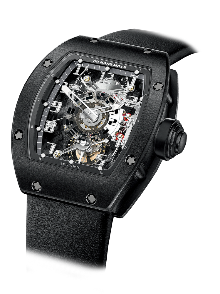 Richard Mille Reference Rm015 | A Platinum Skeletonized Dual Time Zone Tourbillon Wristwatch With Power Reserve And Torque Indication, Circa 2008 | 型###Richard Mille Rafael Nadal Signature Black Carbon Watch RM35-01