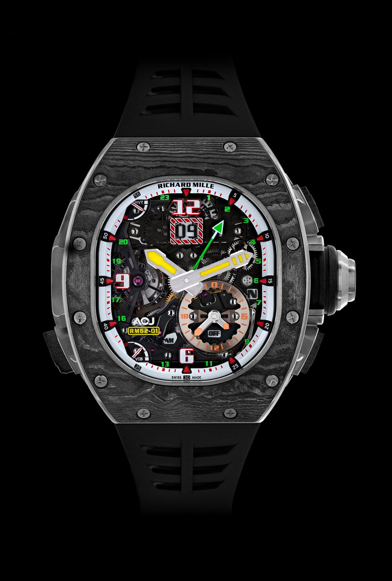 Rm 62 01 Richard Mille Manual Winding Tourbillon Vibrating Alarm Acj