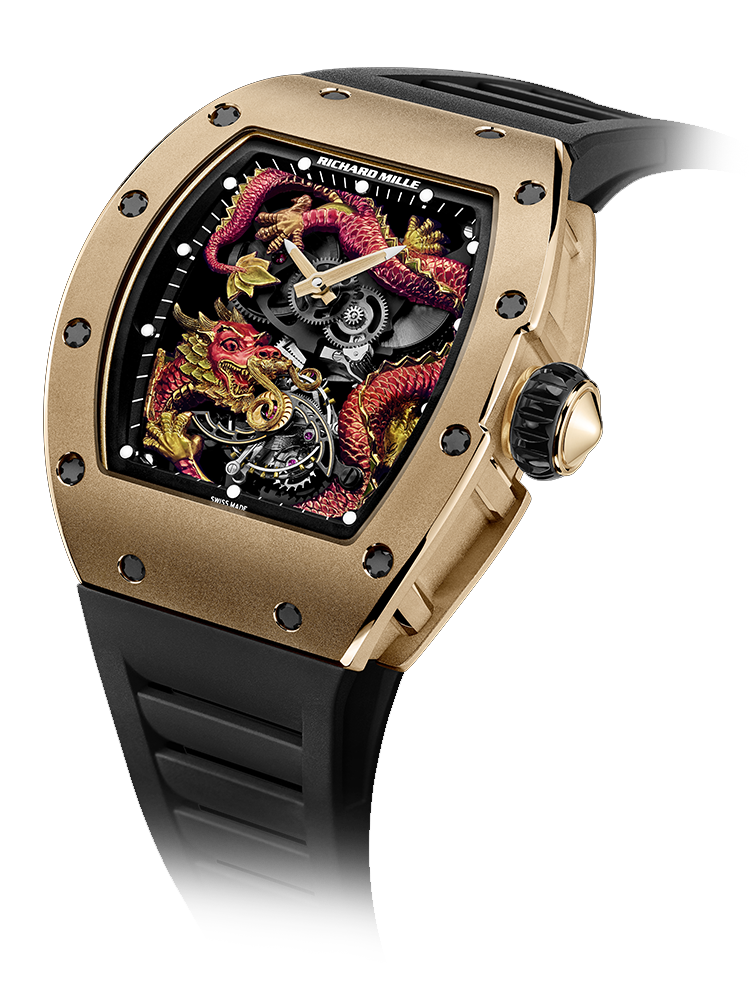 Tourbillon Jackie Chan RM 057 — Manual winding tourbillon movement with hours, minutes and power-reserve indicator