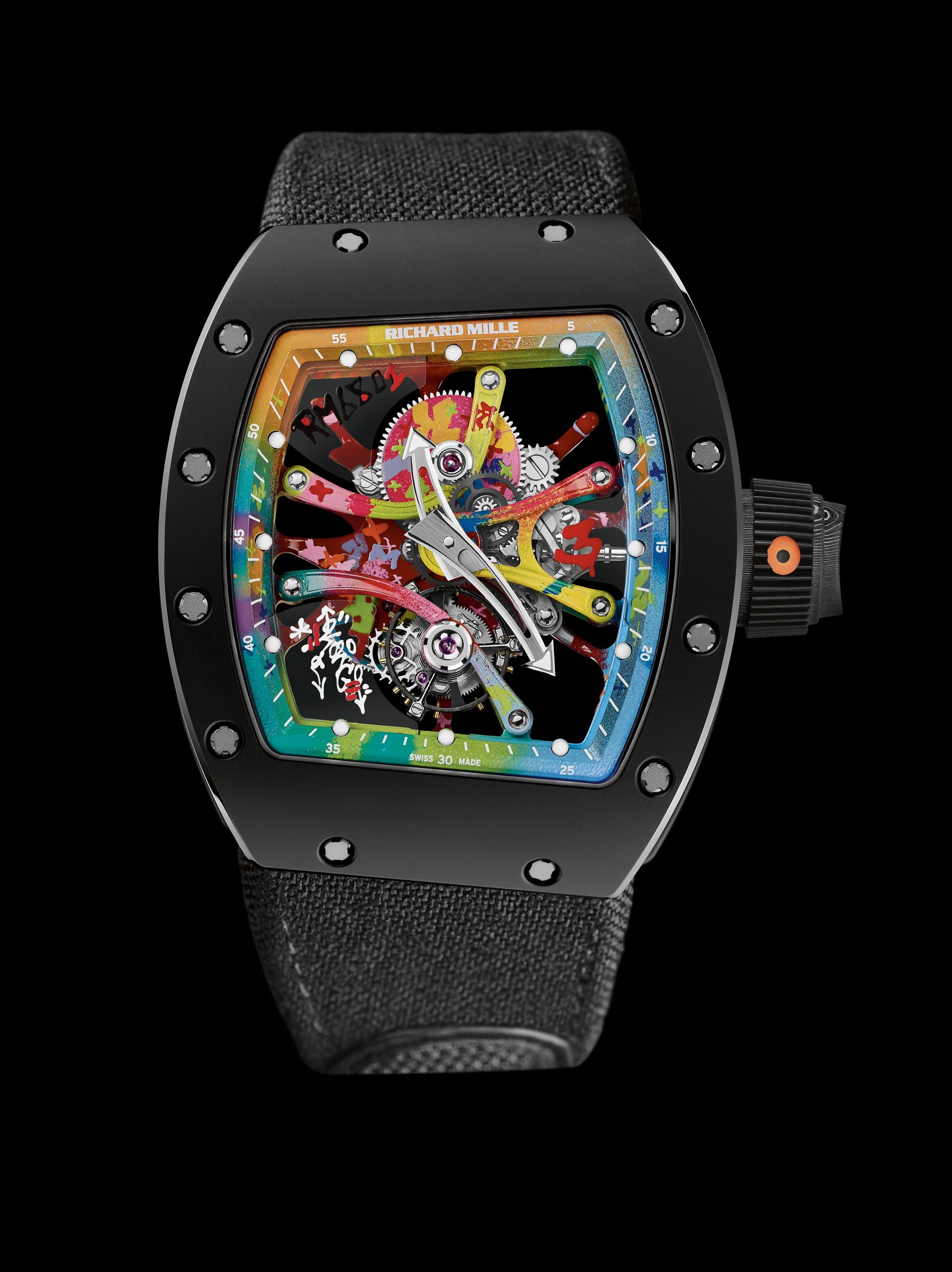 Richard Mille RM 68-01 Tourbillon Cyril Kongo with hand-painted graffiti movement bridges